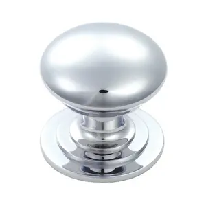 2x Victorian Round Cupboard Door Knob 50mm Dia Polished Chrome Cabinet Handle