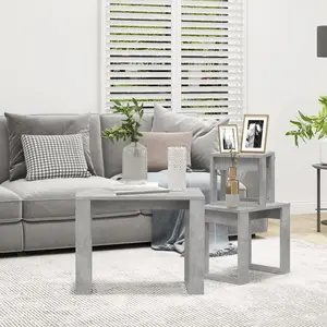 Gobao Nesting Tables 3 pcs Engineered Wood (Set of 3) White / Concrete Grey