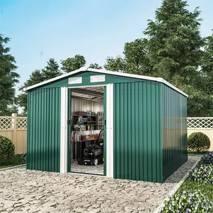 Ajnag 8ft. W x 8ft. D Metal Tool Shed Dark Green