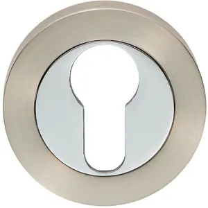 50mm Euro Profile Escutcheon 10mm Depth Concealed Fix Satin Nickel/Chrome