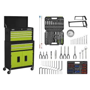 Sealey Topchest Rollcab 6 Drawers Green Black Tool Kit 170 Pieces AP22HVGCOMBO