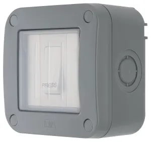 LAP 10A Grey 1 gang Outdoor Weatherproof retractive switch