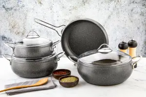 Rozi Alya Collection 7-Piece Non-Stick Granite Cookware Set (Grey)