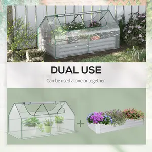 Outsunny Raised Garden Bed Planter Box with Greenhouse, Large Window, Clear