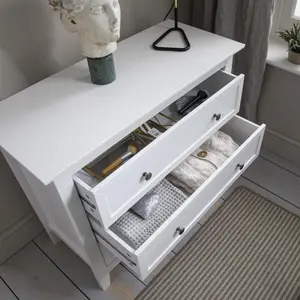 Karlstad Chest of Drawers 3 Drawer Wide in Classic White