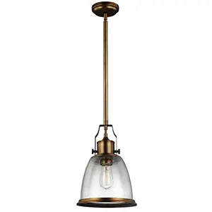 Elstead Hobson 1 Light Medium Dome Ceiling Pendant Brass, E27