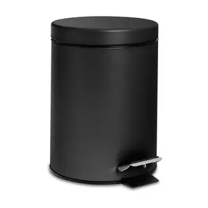 Harbour Housewares - Round Bathroom Pedal Bin - 3 Litre Black