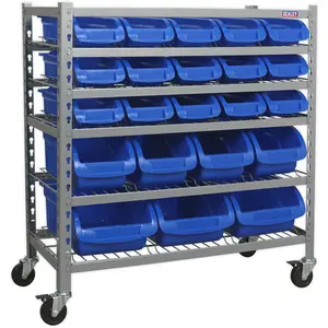 22 Tray Mobile Parts Picking Trolley for Garage and Warehouse Storage Solutions