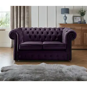 Chesterfield 2 Seater Fabric Malta Amethyst 03 Sofa