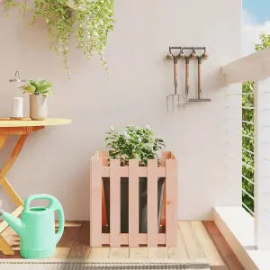 Berkfield Garden Planter with Fence Design 50x50x50 cm Solid Wood Douglas