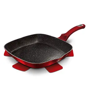 BERLINGER HAUS 28cm Width Burgundy Square Grill Pan Fry Frying Marble Non Stick Griddle Steak