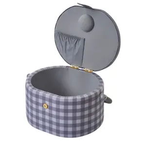 Medium Oval Sewing Basket Sewing O'Clock Check 20 x 24.5 x 15cm - Sewing Online GA1125M