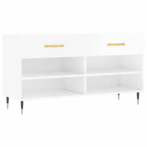 Berkfield Shoe Bench High Gloss White 102x35x55 cm Engineered Wood