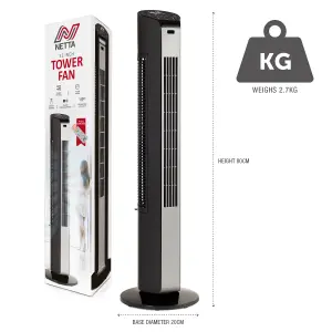 32 Inch Tower Fan with Remote Control 7-hour Timer - Black