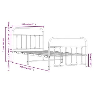 Berkfield Metal Bed Frame with Headboard and Footboard White 107x203 cm