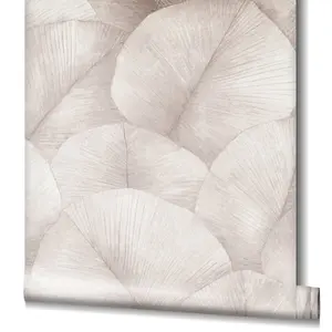 Galerie Kumano Pink Textured Palm Leaf  Wallpaper