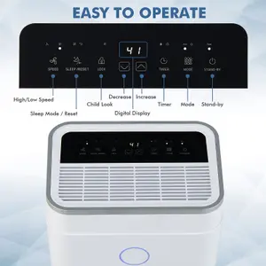 Costway 20L/Day Dehumidifier Electric Air De-Humidifier Portable Quiet 3 Modes 24H Timer