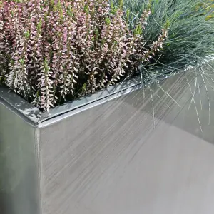 90cm Long Zinc Galvanised Brushed Silver 60cm Tall Trough Planter