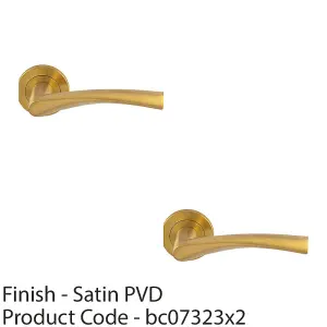 2 PACK - PAIR Angular Design Door Handle on Round Rose Concealed Fix Satin Brass PVD