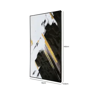 Black & White Abstract Wall Art for Bedroom & Living Room, Wall Mounted Canvas Painting (Set of 2) 142cm H x 72cm W 