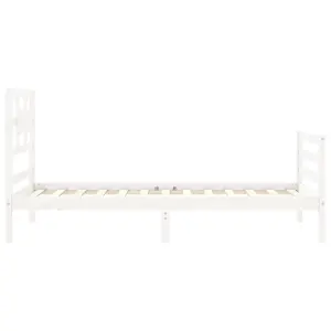 Berkfield Bed Frame with Headboard White 90x200 cm Solid Wood