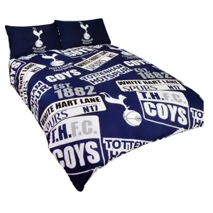 Tottenham Hotspur FC Childrens/Kids Official Patch Football Crest Duvet Set Navy/White (Double)