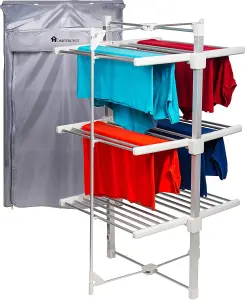 Homefront Electric Heated Clothes Airer Dryer Rack 330W Indoor 3-Tier Drier with Zip Up Cover for Even Faster Drying