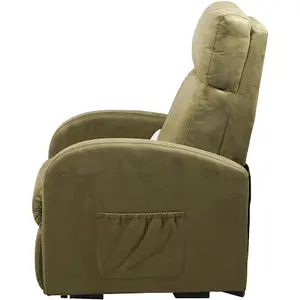 Single Motor Rise and Recline Lounge Chair - Sage Coloured Suedette Material