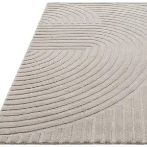 Silver Handmade Wool Geometric Modern Easy to Clean Rug for Living Room and Bedroom-160cm X 230cm