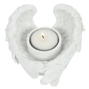 Something Different Glitter Angel Wing Candle Holder White (One Size)