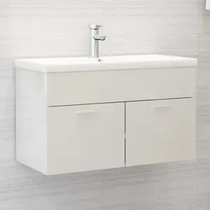 Saona 800mm Single Bathroom Vanity with Integrated Ceramic Basin Gloss White