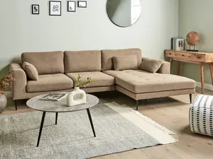 Corner Sofa FLAM Light Brown Fabric Left Hand