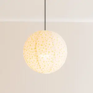 ValueLights Annie Ditsy Floral Natural Fabric Globe Ball Ceiling Lamp Shade with LED Bulb