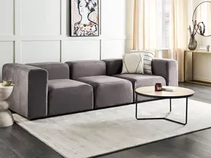 3 Seater Modular Velvet Sofa Dark Grey FALSTERBO