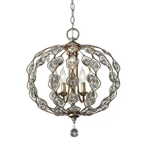 3 Bulb Chandelier Hanging Pendant Ceiling Light Burnished Silver LED E14 60W Bulb