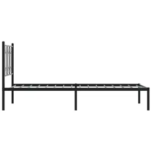 Berkfield Metal Bed Frame without Mattress with Headboard Black 90x190cm