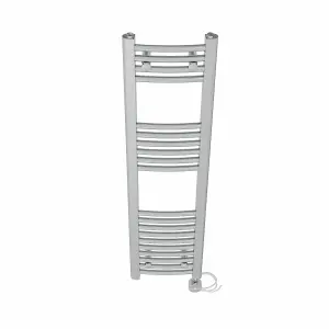 Right Radiators Prefilled Thermostatic Electric Heated Towel Rail Curved Ladder Warmer Rads - Chrome 1200x300 mm