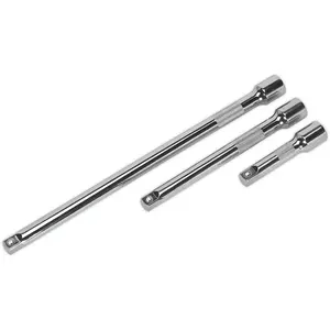 Durable 3 Piece Knurled Extension Bar Set with Spring-Ball Retainer for 3/8" Drive