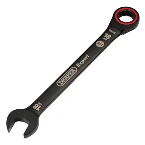 Draper Tools Expert HI-TORQ Metric Ratchet Combination Spanner, 18mm, Black