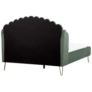 Velvet EU Double Size Bed Green AMBILLOU