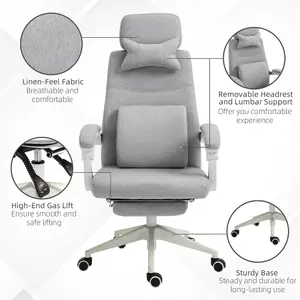 Vinsetto Home Office Chair Reclining Computer Chair w/ Lumbar Support Grey