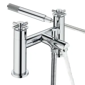 Bristan Nurture Polished Chrome effect Rim-mounted 2 Tap Hole Shower mixer Tap