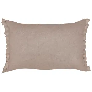 Set of 2 Cushions SASSAFRAS Linen 30 x 45 cm Solid Light Brown