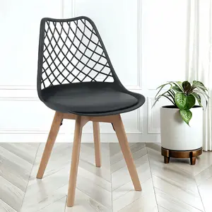 2x Alma Dining Chairs In Black With Wooden Legs