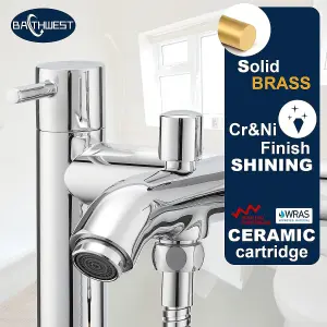 BATHWEST Bath Taps Mixer with Shower Chrome Solid Brass Bathroom Sink Taps with Shower