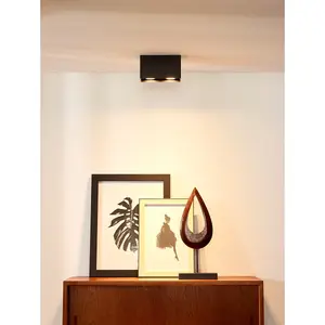 Lucide Bodi Modern Surface Mounted Ceiling Spotlight - 2xGU10 - Black