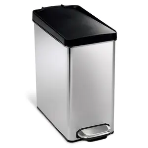 Simplehuman 10L Profile Pedal Bin, Plastic Lid Brushed Stainless Steel and Black