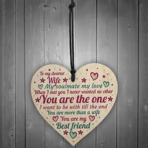 Red Ocean Handmade Anniversary Gift For Her Relationship Gift For Wife Wooden Hanging Heart Plaque