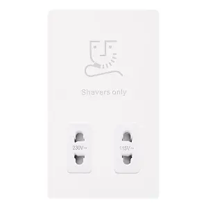 White Metal Screwless Plate Shaver Socket 115v/230v - White Trim - SE Home