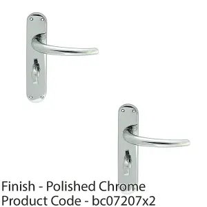 2 PACK - Rounded Sleek Bathroom Latch Door Handle - Polished Chrome Lever on Backplate